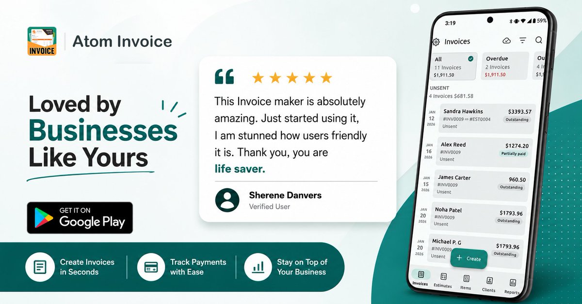 atominvoice's tweet photo. ⭐ Feedback like this means a lot.
Thank you for choosing Atom Invoice!
#AtomInvoice #InvoiceMaker https://t.co/0oucyONPWP