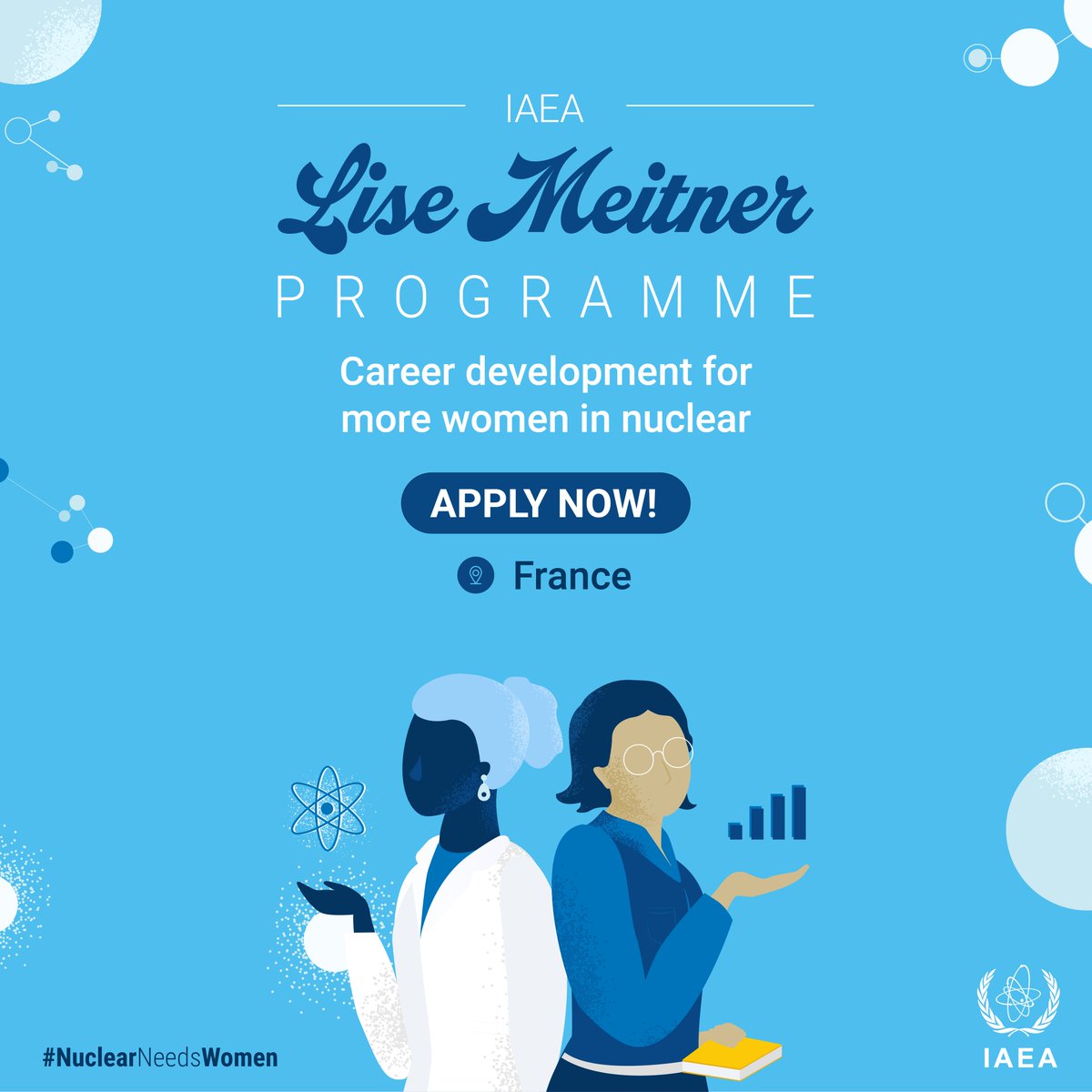 iaeaorg's tweet photo. Deadline Extension!

Applications are OPEN for the IAEA Lise Meitner Programme visit in 🇫🇷! 

This visit will take place over a two-week period and is open to women professionals currently working in the nuclear sector from eligible IAEA Member States 

Deadline: 19 July 2026