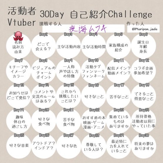 Mutuki_Youmi's tweet photo. #Vtuber30day自己紹介challenge
気が付けば初配信日まで1ヶ月近くってことで今日から自己紹介チャレンジをしていきま～す！
今日は名前の読み方、由来です
自分の名前は夜海ムツキ(ようみむつき)と申します！
名前の由来は誕生日が1月で旧暦の方で言うと睦月(むつき)なるのでこ名前にしました!! https://t.co/XBoL8q4UhL