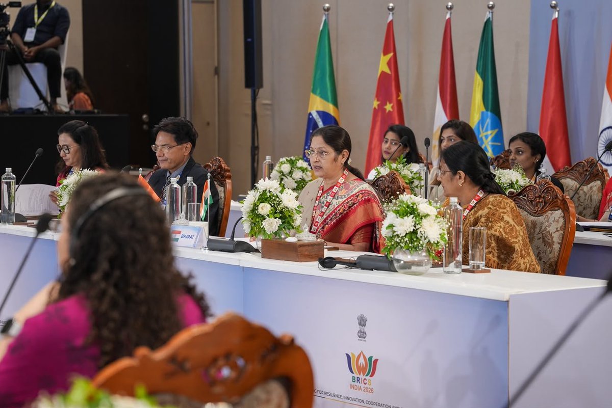 Annapurna4BJP's tweet photo. On the concluding day of the BRICS Women Ministerial Meeting in Kochi, reiterated India's commitment to women-led development and highlighted the remarkable achievements in women empowerment under the leadership of Hon'ble Prime Minister Shri @narendramodi Ji.

#BRICSIndia2026 | @BricsIndia2026