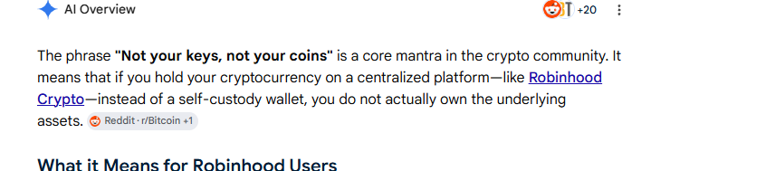 newjeanschain's tweet photo. There is a popular saying in crypto called "Not your Keys, Not your Coins"

And it originated about 6 years ago as a meme in the crypto commuinty, saying that if you own crypto on a platform like Robinhood, you do not actually own the asset.

All of it leads to fudding robinhood, a phrase used for not trading crypto on robinhood.

Since Robinhood is sucking up all the VOL and pvping our momentum on SOL, it's time to fight back.

https://t.co/Zbqc5ehqNE