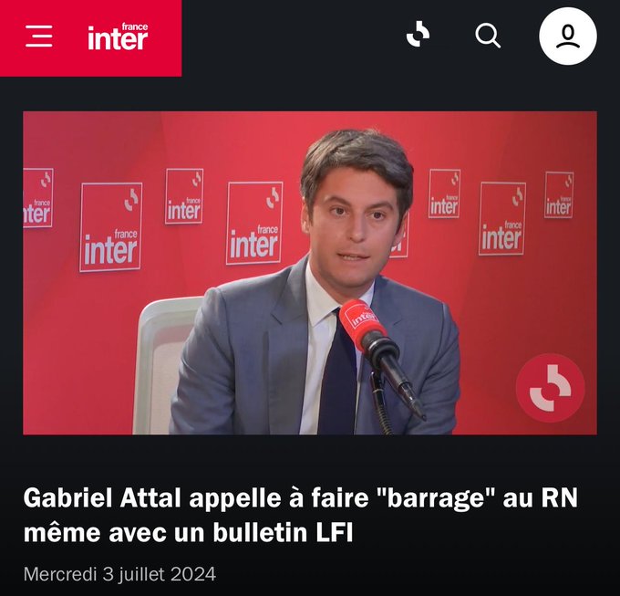 marinejordanrn's tweet photo. Mdr 🤣 

Il faut RAPPELER qui est Gabriel Attal. 

Attal est macroniste.
Attal a appelé a voter pour L'EXTRÊME GAUCHE.😡

NI OUBLI NI PARDON.

🇫🇷TOUS ENSEMBLE Avec @MLP_officiel, nous porterons la renaissance pour la France.
➡️ https://t.co/kVtBjPzkEP https://t.co/RCgH0BSdd0