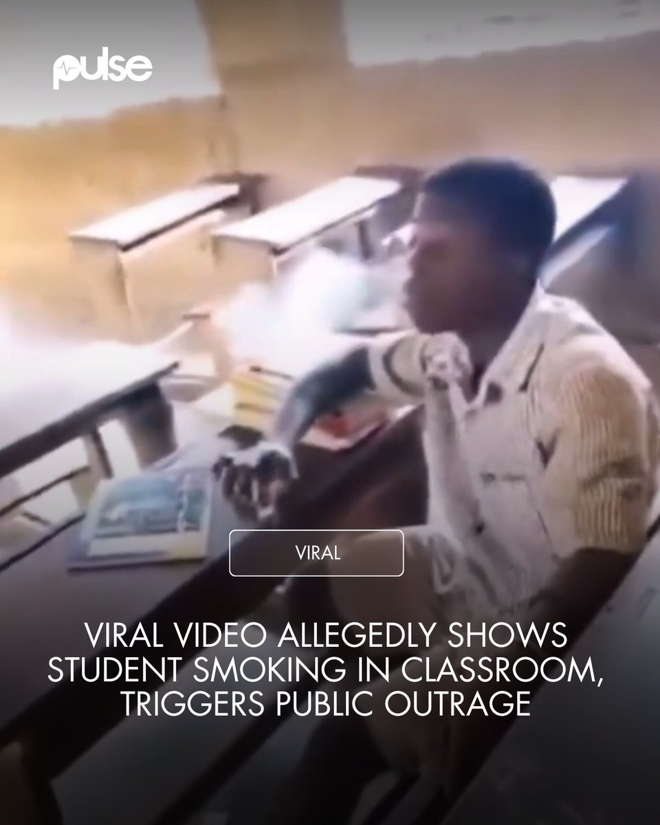 PulseGhana's tweet photo. A viral video allegedly showing a student smoking in a classroom has triggered widespread reactions online, as social media users urge the Ghana Education Service (GES) and the Ghana Police Service to launch an investigation.

#PulseViral https://t.co/O4Qe1qBIfV