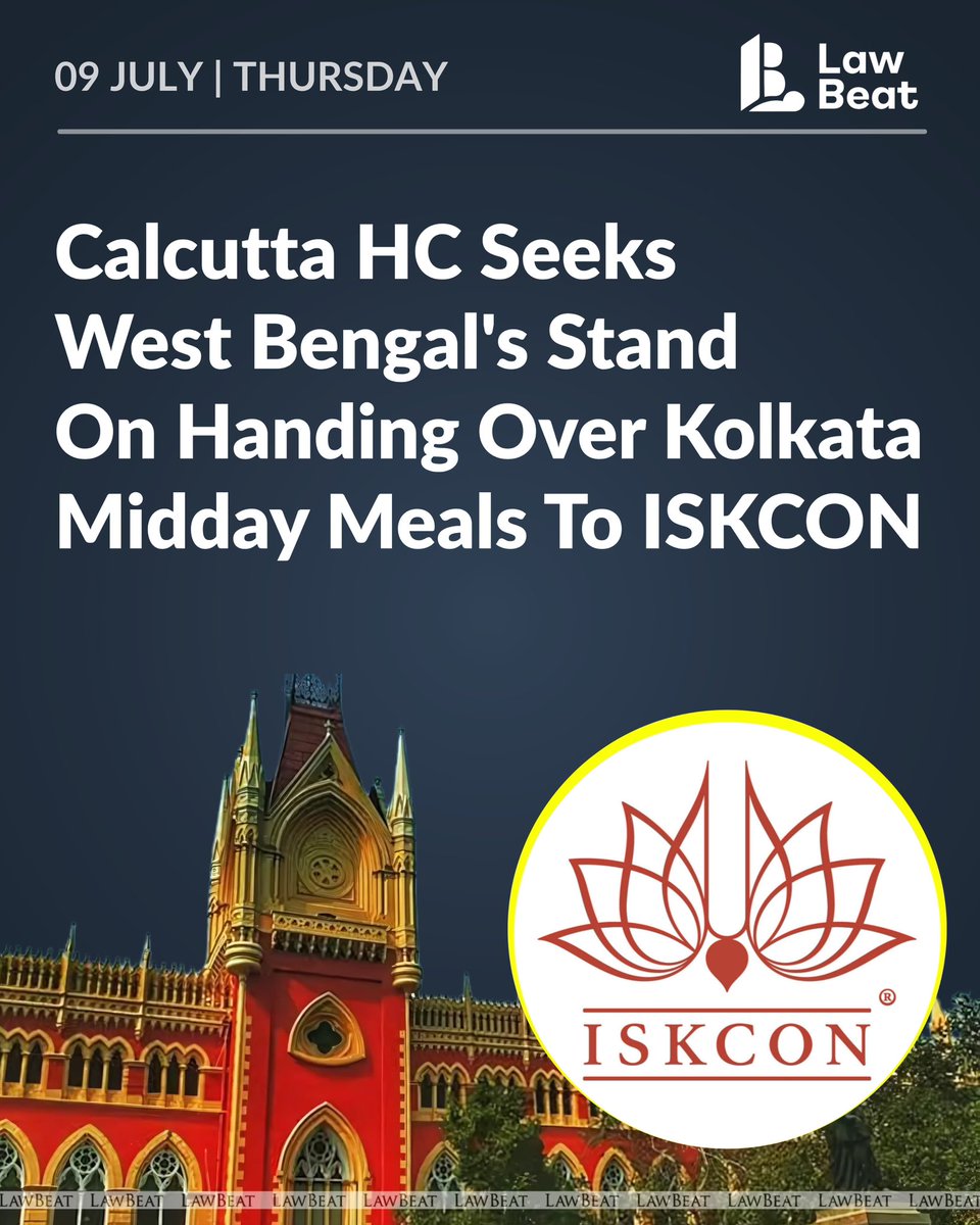 LawBeatInd's tweet photo. Calcutta High Court has directed the West Bengal government to file an affidavit on a proposed plan to hand over Kolkata's midday meal scheme to ISKCON, after a PIL raised concerns over lost eggs in meals and job losses for self-help group workers.

@HimanshiHans reports

Read More: https://t.co/lI7ROl7Mpb