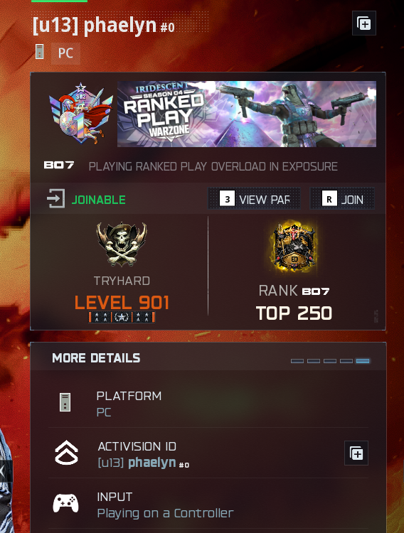 rxyyzwz's tweet photo. phaelyn#0  

walling in top 250 again... fix your anti cheat and remove these players
@CallofDutyCM https://t.co/jgmlRFBYYw