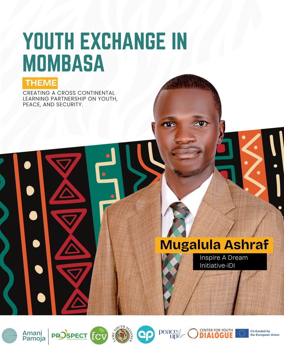 prospectini's tweet photo. Our introductions continue as we spotlight more of the inspiring young leaders joining the Amani Pamoja Partnership and Youth Exchange in Mombasa.

🌍 Grace Orao is a peace leader, mediator, and Chief Visionary Officer of @WOVOP_org (WOVOP). Her work places young women at the centre of peace and security, strengthening youth-led peacebuilding across Africa while mentoring emerging mediators and elevating African voices on global platforms.

🌍 @AshirafMugalula is a researcher, and Executive Director of Inspire a Dream Initiative (IDI). Through initiatives such as the Inspire Peace League, he harnesses the power of sport, dialogue, and youth leadership to transform conflict, strengthen social cohesion, and build more peaceful communities.

Stay with us as we continue to introduce the remarkable young peacebuilders who will be learning, collaborating, and building lasting partnerships across Africa and Europe.

#YouthExchangeInMombasa #AmaniPamojaPeaceTogether #YPSAgenda #Peacebuilding