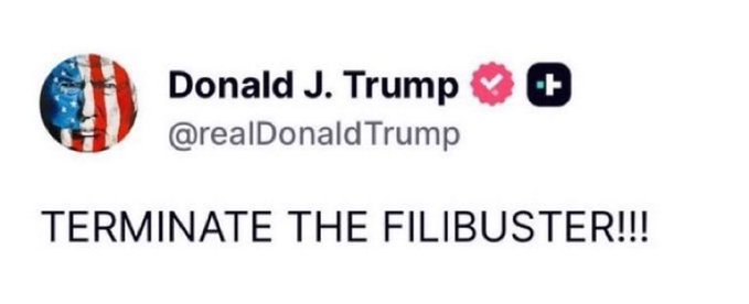 GuntherEagleman's tweet photo. Nuke the filibuster! https://t.co/lYQQPspRhZ