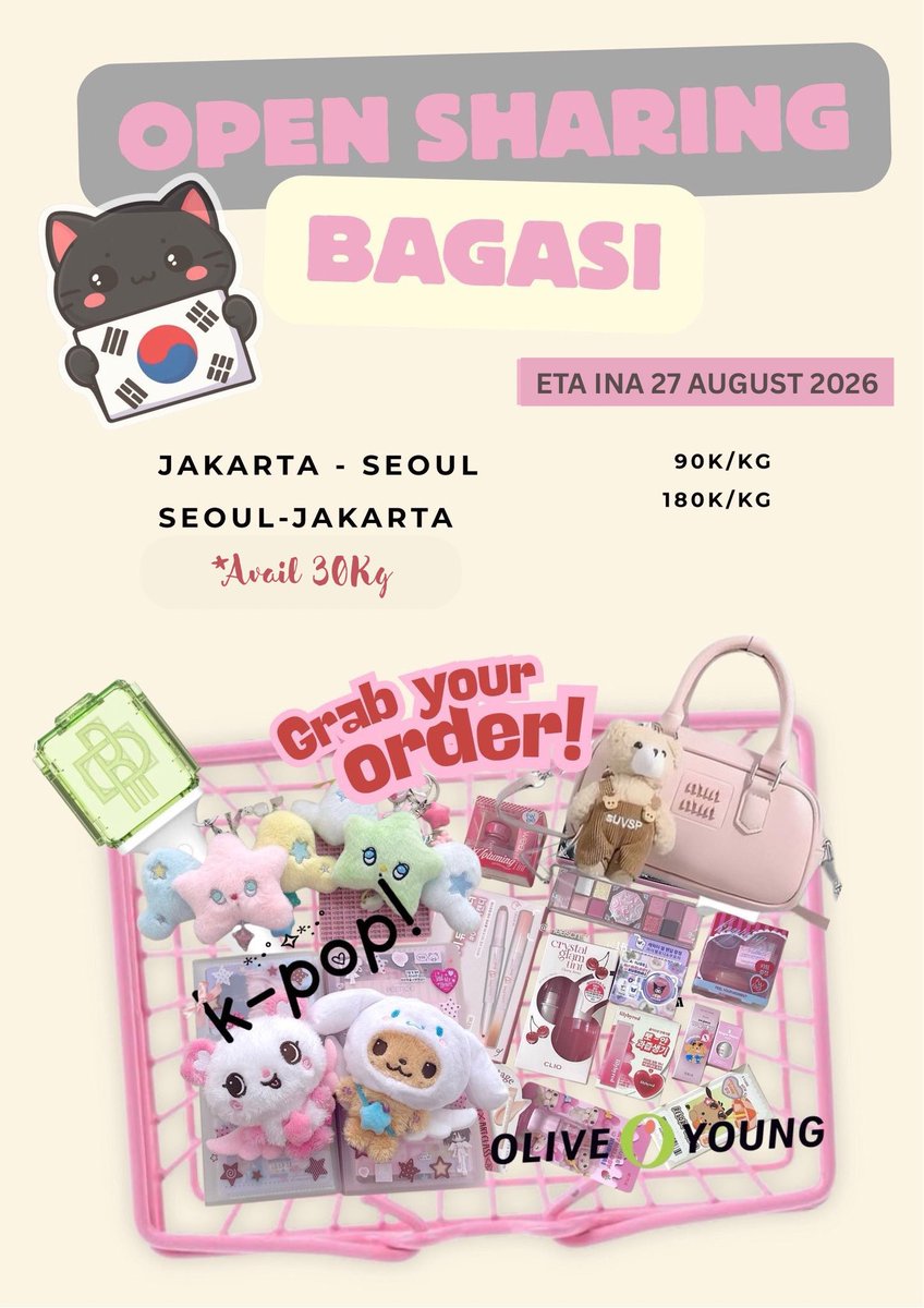 yellowmeowid's tweet photo. OPEN JASTIP/ SHARING BAGASI KOREA 🇰🇷

🛬 ETA Seoul : 20 Agustus 2026
📍 Pick up area Honghdae 

🛬 ETA Jakarta  : 27 Agustus 2026 
📍Tangerang

Kindly dm me the detail and if anyone interested ✨ https://t.co/08lwbblPN5