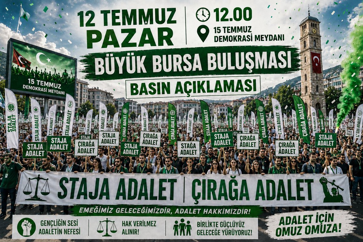 bursastajder's tweet photo. 📢 BÜYÜK BURSA BULUŞMASI'NDA TEK YÜREK!
 @saadet_bursa
@anadoluajansi 
@ankahabera
@tbfederasyonu
@ihacomtr
@dhainternet
@tv100
@benguturktv
@cnnturk
@ankahabera
@szctelevizyonu
@HaberGlobal
@halktvcomtr
@nowhaber
@ekoltvv
@tvmeltem
@Haberturk
@startvhaber
@trthaber
@tgrthabertv
@ErcanSeki
@atvcomtr
@selcukktepeli
@eceuner12
@ezgigozeger
@merveyildirimtv
@gulbintosun
@ferhatmurat
@Nagehanalci
@tunaoztunc
@BelovacSerap
@tarkankalelitv
@KalecikGulden
@iremsansak
@cancoskun
@ezgigozeger
@sedakbay
@dmladogan
@ekremacikel
@GFeyman
@eceuner12
@gozdeseker
@ceyliincagatay
@ozngndgdu
@Selinsabit
@unluferhat
@simgefstk
@burakbirsen
@dogansenturk 
📍 12 Temmuz Bursa Basın Açıklamasına Doğru

Bursa Staj ve Çıraklık Sigortası Mağdurları Derneğimiz, 12 Temmuz’da gerçekleştireceğimiz büyük basın açıklaması öncesinde sahada eşsiz bir dayanışma sergileyerek hazırlıklarına hız kesmeden devam etmektedir.

BURSA Staj ve Çıraklık Sigortası Mağdurları olarak duruşumuz tavizsiz, rotamız bellidir:

İlk defa sigorta kartımızın elimize verildiği, sistemde ilk işe giriş olarak görünen o tarih, mutlak suretle uzun vadeli sigortamızın başlangıç tarihi olarak kabul edilmelidir.

Çıraklık ve stajyerlik dönemlerimizin doğrudan uzun vadeli sigorta başlangıcı sayılması, Anayasa’nın eşitlik ilkesi gereğidir.

📢 Kamuoyuna, Değerli Basın Mensuplarına, STK'lara ve  Siyasi Partilere Açık Çağrımızdır:

12 Temmuz’da Bursa’da gerçekleştireceğimiz büyük buluşmada sizleri de yanımızda görmek istiyoruz. Bu onurlu mücadelede sesimize ses, gücümüze güç katın! Bu mağduriyetin çözülmesi, yalnızca bizlerin değil; ülkemizin sanayisine, üretimine ve geleceğine verilecek en büyük destektir. Gelin; adaletin sağlanması adına meydanlarda hep birlikte, omuz omuza duralım.
Sonuç alıncaya kadar durmak yok, birlikte başaracağız! 🙏

BURSA Staj ve Çıraklık Sigortası Mağdurları‼️

Bursa Stajyer Çırak Diyecek
#StajyerçırakHakkıMahşereKalmayacak