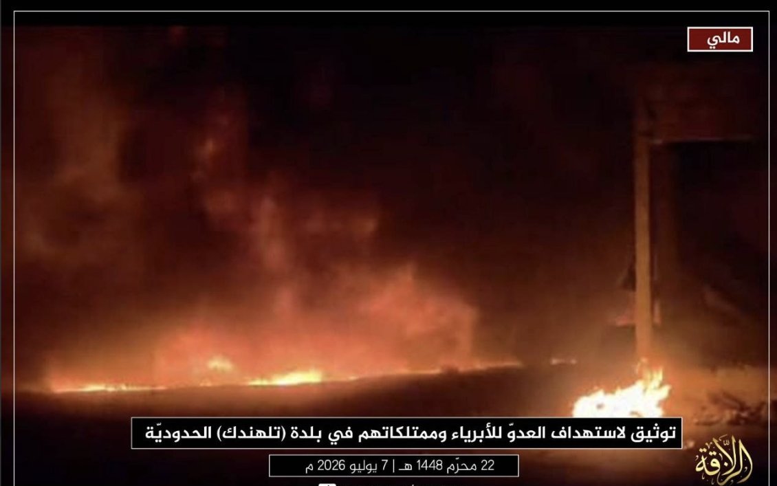 TracTerrorism's tweet photo. Jama’at Nusrat al-Islam wa al-Muslimin (#JNIM) Accuses FAMa/Africa Corps of Targeting Civilian Businesses, Killing Seven Workers in a Weaponized Drone Strike, #Talhandak, Abeïbara Cercle, #Kidal Region, #Mali
https://t.co/yv1dFMEChI https://t.co/5lT13kDpuS