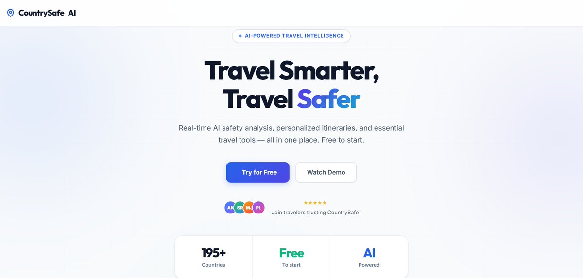 TheFallen_jay's tweet photo. Vibecoded CountrySafe AI  to fix "we'll figure it out when we land" is a disaster waiting to happen.
Real-time safety data & AI itineraries for 195+ countries. No signup,payment,bullshit.
1)  Safety check 2)Local Phrase 3)Itenary 4)Visa checklist

Link: https://t.co/787bjslKQS