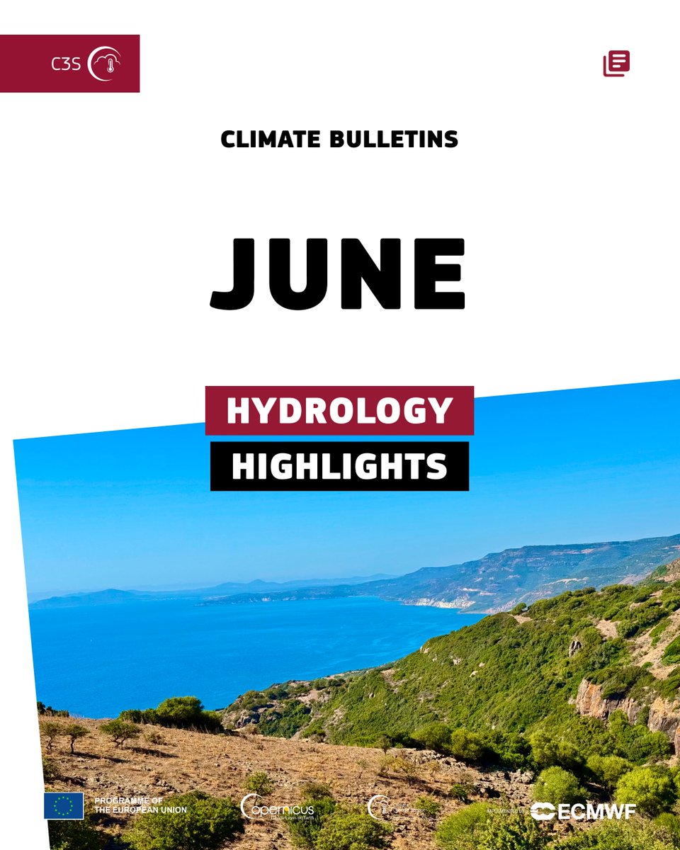 CopernicusECMWF's tweet photo. 💧 The #C3S Climate Bulletin reports drier‑than‑average conditions in June across much of western &amp; central Europe and parts of eastern Europe, while Iceland &amp; Ireland were wetter than average. River flow was below average across central, eastern &amp; north‑eastern Europe. 

⬇️ https://t.co/kkiimQptEA