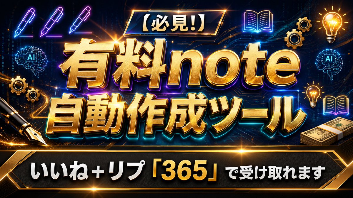 hato_sns's tweet photo. 4,980円で販売予定だったのを無料公開！

1年分の有料noteを作成するツール爆誕‼️

✅ターゲット層
✅ジャンル
✅商品タイトル

この3つを連携するだけで2万文字超えの
有料noteを自動で大量生成してくれます。

気になる人は画像から👇 https://t.co/A9jbjxM7Mr