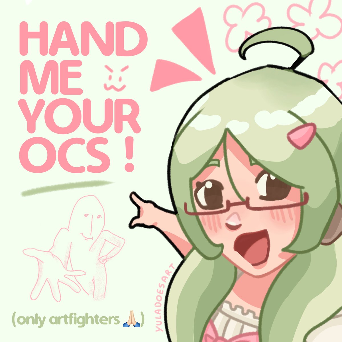 yuladoesart's tweet photo. calling all artfighters!🐛

add your artfight below!

i need a few OCs to make commission samples, so i might draw yours as an attack! ( ˘͈ ᵕ ˘͈♡)

(by commenting, you agree to me posting the finished art online!)
 #artfight #artmoots https://t.co/o1a26MXDQL