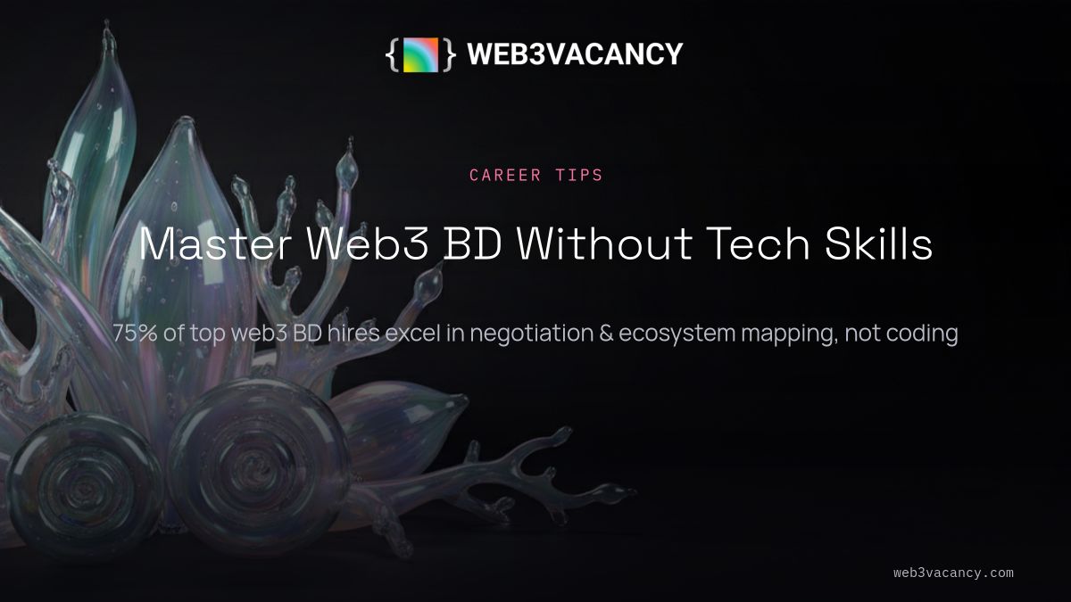 Web3Vacancy's tweet photo. 𝗛𝗼𝘄 𝘁𝗼 𝗕𝗿𝗲𝗮𝗸 𝗜𝗻𝘁𝗼 𝗪𝗲𝗯𝟯 𝗕𝘂𝘀𝗶𝗻𝗲𝘀𝘀 𝗗𝗲𝘃𝗲𝗹𝗼𝗽𝗺𝗲𝗻𝘁

Web3 business development (BD) roles are in high demand, with 500+ active listings on our job board—yet many candidates struggle to stand out. While technical skills matter, the most successful BD professionals master a unique blend of soft skills tailored to decentralized ecosystems. Here’s what the data shows and how to bridge the gap.

𝗪𝗵𝘆 𝗦𝗼𝗳𝘁 𝗦𝗸𝗶𝗹𝗹𝘀 𝗠𝗮𝘁𝘁𝗲𝗿 𝗠𝗼𝗿𝗲 𝗧𝗵𝗮𝗻 𝗘𝘃𝗲𝗿
• 𝟳𝟱% of web3 BD roles are remote, requiring exceptional async communication and self-direction.
• Top companies like Binance and Galaxy Digital prioritize candidates who understand tokenomics AND can negotiate partnerships across cultures/time zones.
• Unlike traditional BD, web3 demands fluency in community-building—DAO governance participation is now a resume differentiator.

𝗧𝗵𝗲 𝟱 𝗡𝗼𝗻-𝗡𝗲𝗴𝗼𝘁𝗶𝗮𝗯𝗹𝗲 𝗦𝗸𝗶𝗹𝗹𝘀
• 𝗗𝗲𝗰𝗲𝗻𝘁𝗿𝗮𝗹𝗶𝘇𝗲𝗱 𝗡𝗲𝗴𝗼𝘁𝗶𝗮𝘁𝗶𝗼𝗻: Structure win-win deals with protocols (e.g., revenue-sharing via smart contracts).
• 𝗢𝗻-𝗖𝗵𝗮𝗶𝗻 𝗟𝗶𝘁𝗲𝗿𝗮𝗰𝘆: Track wallet activity/Dune dashboards to identify growth opportunities.
• 𝗧𝗼𝗸𝗲𝗻-𝗔𝗹𝗶𝗴𝗻𝗲𝗱 𝗦𝘁𝗼𝗿𝘆𝘁𝗲𝗹𝗹𝗶𝗻𝗴: Pitch projects using metrics like TVL, active addresses, not vanity stats.
• 𝗖𝗼𝗺𝗺𝘂𝗻𝗶𝘁𝘆 𝗗𝗿𝗶𝘃𝗲𝗻 𝗦𝗮𝗹𝗲𝘀: Build trust in Discords/TG before pushing products.
• 𝗥𝗲𝗴𝘂𝗹𝗮𝘁𝗼𝗿𝘆 𝗡𝘂𝗮𝗻𝗰𝗲: Navigate jurisdictional gray areas (e.g., MiCA compliance for EU deals).

𝗔𝗰𝘁𝗶𝗼𝗻𝗮𝗯𝗹𝗲 𝗦𝘁𝗲𝗽𝘀 𝗧𝗼𝗱𝗮𝘆
1. Audit your LinkedIn: Replace "closed $X deals" with specific web3 metrics (e.g., "onboarded 50+ DAO contributors").
2. Join 3 DAO working groups (marketing/biz-dev channels) to observe deal-making in public.
3. Simulate a partnership pitch using real protocol data (try copying a Uniswap or Aave dashboard).

Read the full guide with role breakdowns and interview prep: https://t.co/kuEoGXetHb

#web3jobs #BusinessDevelopment #web3careers