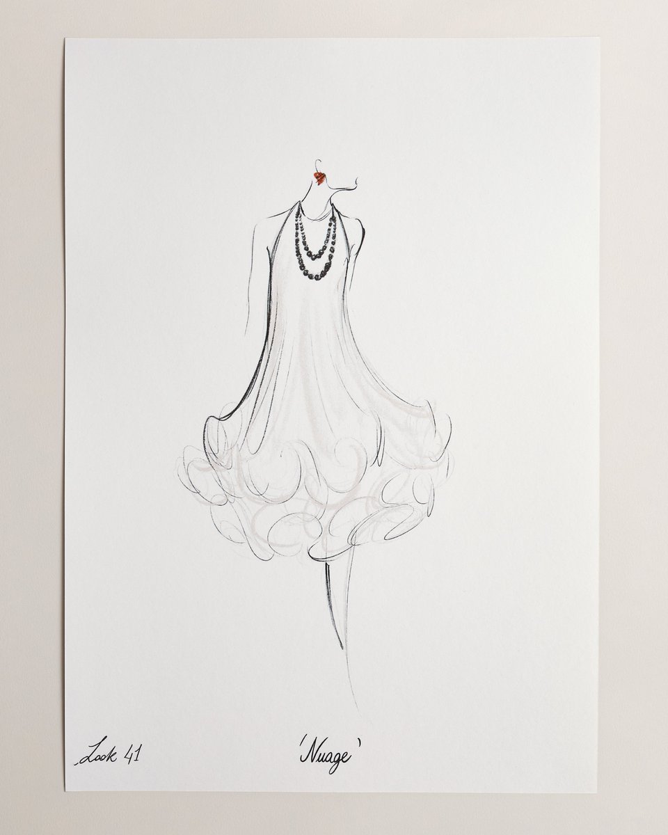Dior's tweet photo. Look 41 from the Dior Fall Winter 2026-2027 Haute Couture Show.

Dress in white lightweight layered mohair knit with flounced, flared hem.

https://t.co/ScTuRE9aPl

#DiorCouture https://t.co/J4Wk8NjxSC
