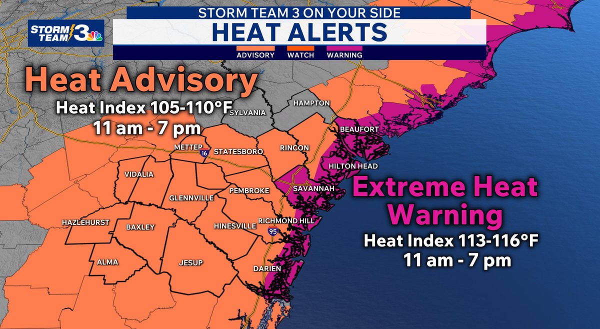 WSAVAlysaC's tweet photo. TOASTY BURNT THURSDAY

Afternoon temperatures will be around 100°. Weather Aware Day - Extreme Heat Warning where the heat index could reach 116°. This type of humidity will make it very difficult for your body to cool itself down naturally. Spend more time inside than outside. https://t.co/O1FrvdhqjS