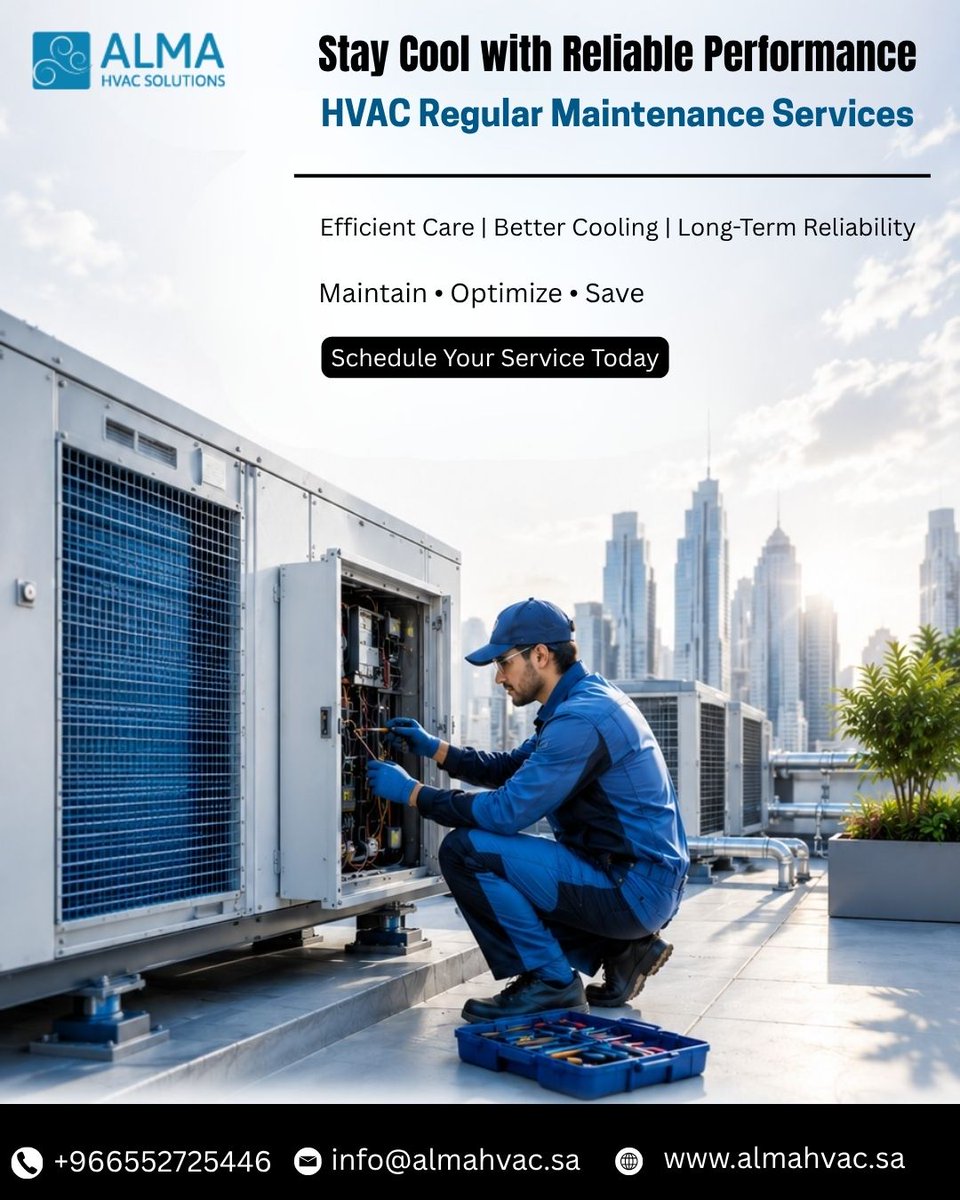 alma_hvac's tweet photo. Keep your cooling system running at peak performance with Alma HVAC's professional maintenance services. Improve efficiency, reduce breakdowns, and extend your AC's lifespan.
🌐 https://t.co/qjJ5QiEYKa
#AlmaHVAC #ACMaintenance #HVACServices #AirConditioning #PreventiveMaintenan https://t.co/6pKaWL76z9