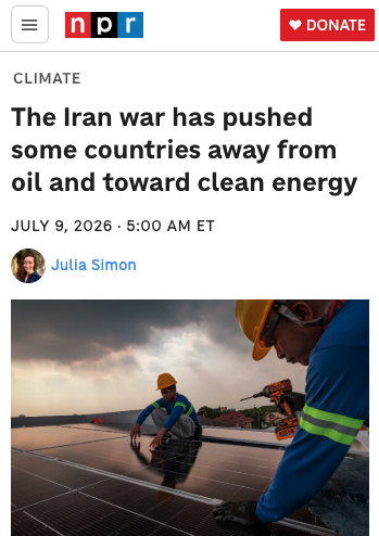 janrosenow's tweet photo. The ongoing conflict in the Middle East has been an accelerator for the energy transition I told @NPR. 

In an uncertain world, many countries found that investing in renewables and EVs give them energy security – and makes economic sense.

https://t.co/L6PitDhnWb https://t.co/Dg4NPIFJ8Z