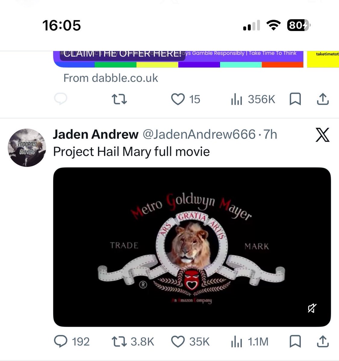 ajrgd's tweet photo. NEW: Spotting many throwaway accounts posting full-length Hollywood movies on X. What is going on? This looks like a new clever tactic to enable targeted scam campaigns.

Project Hail Mary

Obsession (curiously, X has correctly detected adult content in the posted video of the film, but failed to prevent copyright infringement and distribution)

Spongebob SquarePants Movie ("Squarbobpants")

Backrooms ("Rooms back")

I'm pretty sure this is not the behaviour of pirates being charitable by distributing their wares freely and through the goodness of their heart — I believe scammers and threat actors are operating here.

The criminal groups will likely look at who is liking and engaging with their tweets, building targeted lists of users to engage with social engineering, then send out broad and personalised phishing campaigns.

There will be X users who appreciate these posts, so they follow these accounts to watch more movies for free, but then the bad actors will be able to DM them — the messages won't appear in the users' spam folder. Maybe they'll send you a link to watch more movies for free, but you'll be taken to a scam video platform that asks you to log in with your Google or X account. Or they could ask for a small fee so you can access "1000s of movies", taking your credit card or bank account details, defrauding you.

The film titles have been incorrectly spelled, likely to evade detection by X.

Epi Security and I are tracking and investigating this activity.

Please verify links you receive with a good link checker to avoid scams and phishing.

@episecurity @epiapp