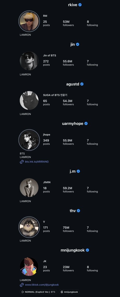 sunflowercharts's tweet photo. เมมเบอร์ @BTS_twt อัปเดตไบโอ IG ต้อนรับ ‘NORMAL’

#BTS #방탄소년단 #BTS_NORMAL https://t.co/a0DXPOUfGy