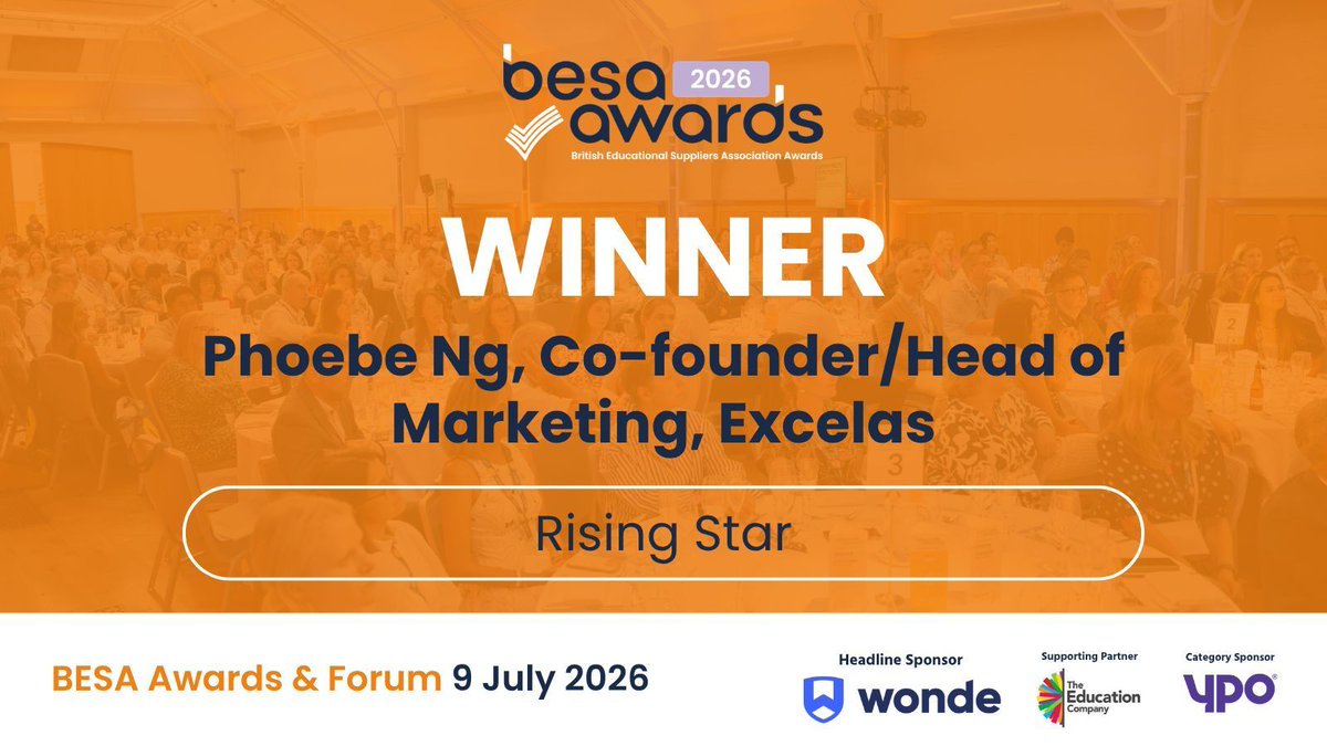 besatweet's tweet photo. 🏆 Winner! Rising Star: Phoebe Ng, Co-founder/Head of Marketing, Excelas

Our judges thought that Phoebe exemplifies precisely the type of individual the award is designed to recognise. They thought she demonstrates outstanding achievement with clear, measurable organisational impact, and were impressed how she delivered this in just a short timeframe. Her contribution is not incremental but transformational: reshaping Excelas’ market position, messaging, and commercial traction. Congratulations, Phoebe!

#BESAAwards2026