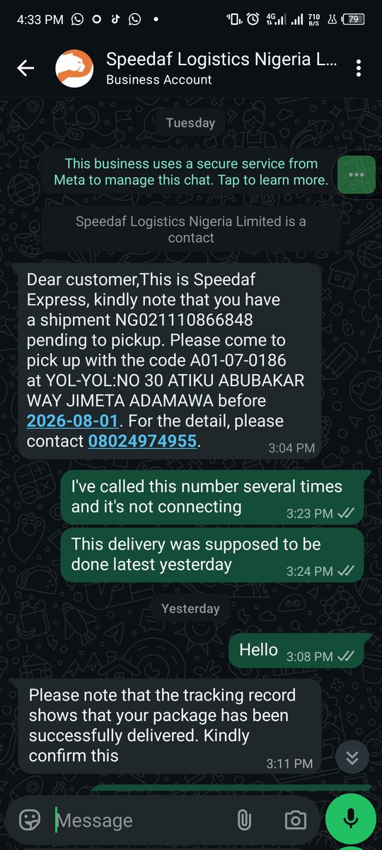Tikari01's tweet photo. I didn't receive any order yet it's marked delivered and received https://t.co/dRkJhr3EMt