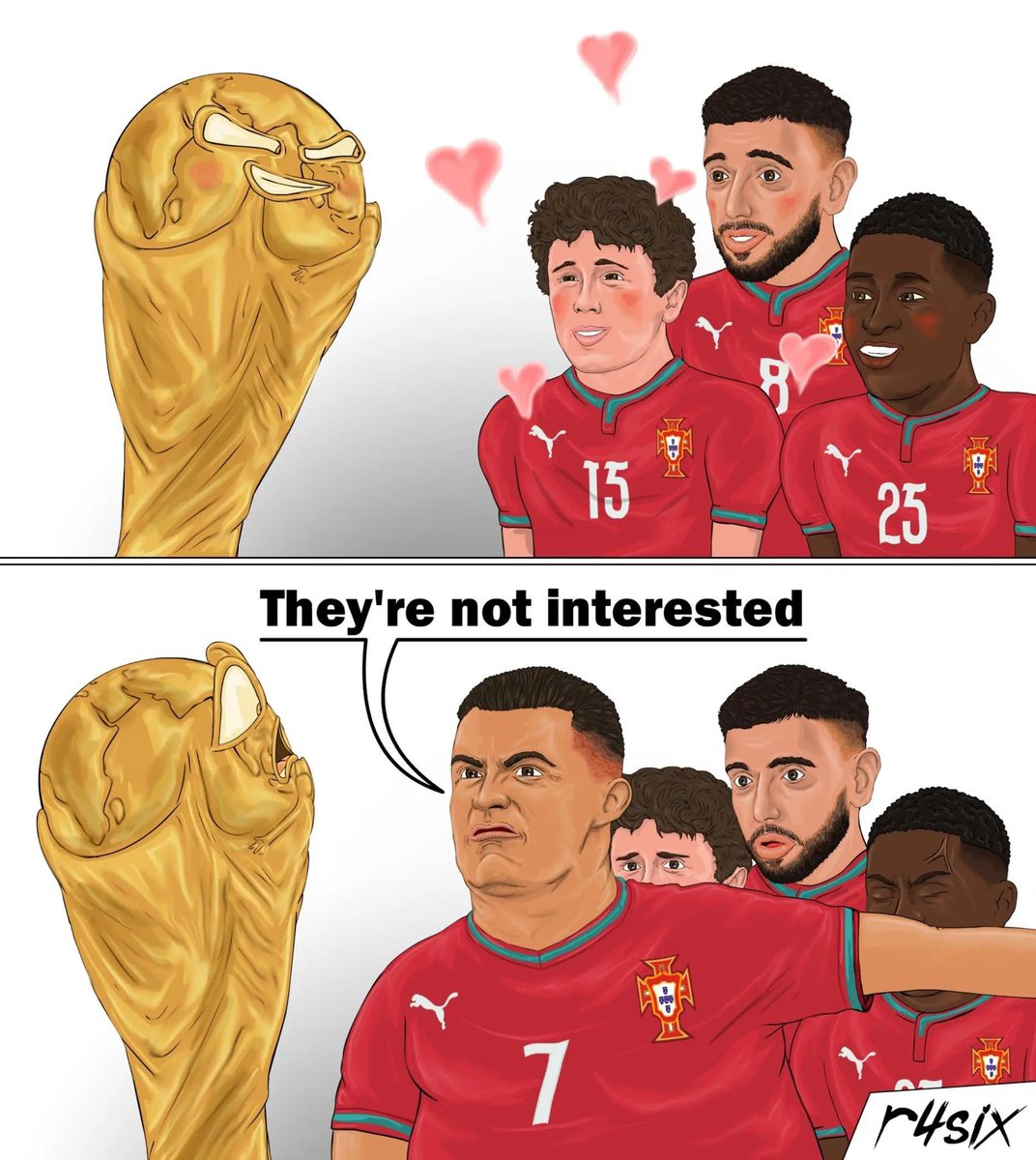 slndr3000's tweet photo. The Argentinian team, and especially Ronaldo, are being accused of bribing referees rn.

People are making bunch of memes about it too, calling Ronaldo “Rapenaldo” in the comms

The perfect time to send his meme version!
https://t.co/guIO727bev https://t.co/rtlyUANC6G
