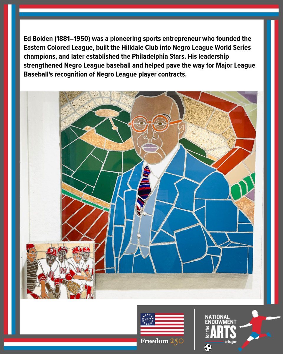 NEAarts's tweet photo. As the USA hosts FIFA World Cup 2026™, Philly is honoring pioneers who shaped American sports.
Supported by @NEAarts grant to the City of Philadelphia, this exhibit features mosaic-tactile portrait paintings by artist Jonathan Mandell, now at City Hall. https://t.co/baFYVBK4cA https://t.co/eoWPrpAine