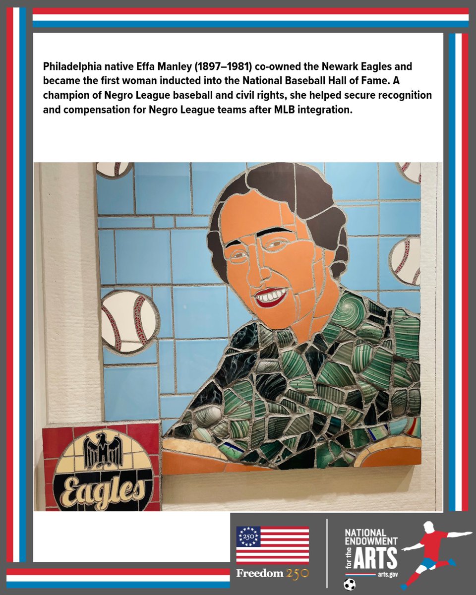 NEAarts's tweet photo. As the USA hosts FIFA World Cup 2026™, Philly is honoring pioneers who shaped American sports.
Supported by @NEAarts grant to the City of Philadelphia, this exhibit features mosaic-tactile portrait paintings by artist Jonathan Mandell, now at City Hall. https://t.co/baFYVBK4cA https://t.co/eoWPrpAine