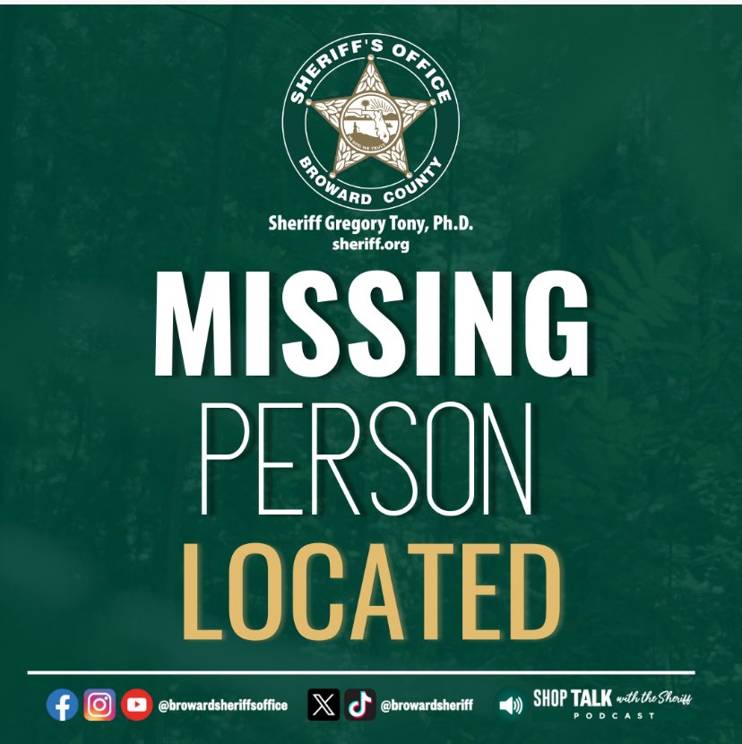 browardsheriff's tweet photo. PERSON LOCATED: BSO Missing Persons Unit detectives say they have safely located 66-year-old Tarsicio Cruz. https://t.co/7wQ8hP6IBq https://t.co/vB57TVJP9k