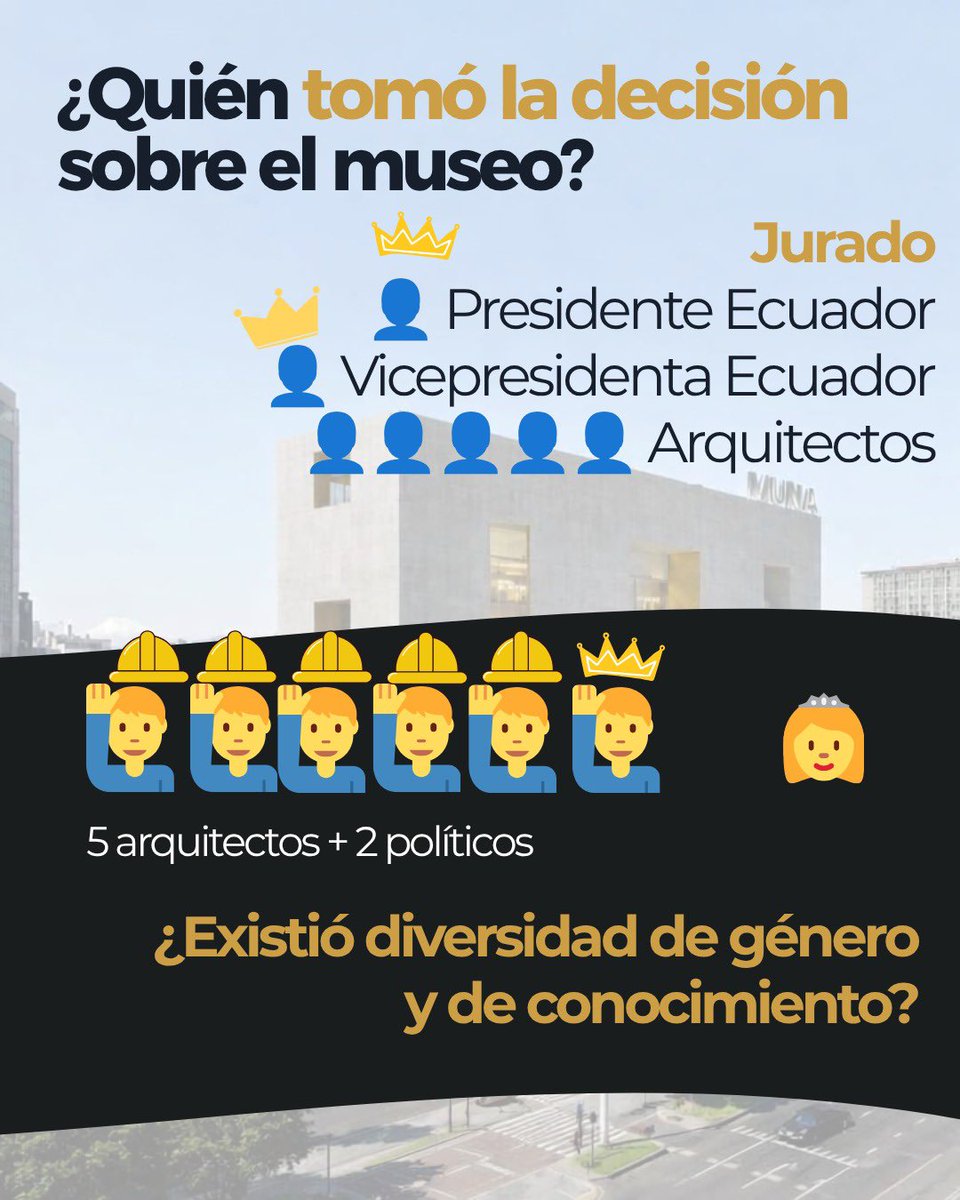 PasquelMaribel's tweet photo. Como se eligió la propuesta arquitectónica del Museo Nacional?  No se consideró la diversidad de conocimientos que integran un museo. Jurado de 5 arquitectos de estilo contemporáneo + voto el presidente y vicepresidenta del Ecuador. Porque?  Qué criterio adicional proporcionaban? https://t.co/oZp2035GAt