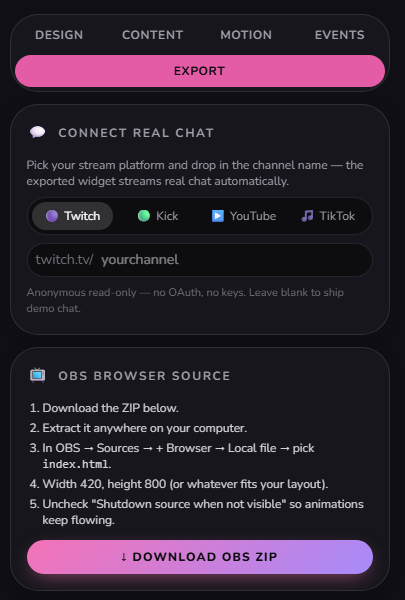 KumomoRinVT's tweet photo. Did you know kumotools had a chat widget too?

You can create and customise your chat widget straight from your phone, download and send it to your PC for your next stream!

📝 Full README instructions available as well. 

Try it here: 
https://t.co/HwWNAMRjxh https://t.co/0i2LhK5hED