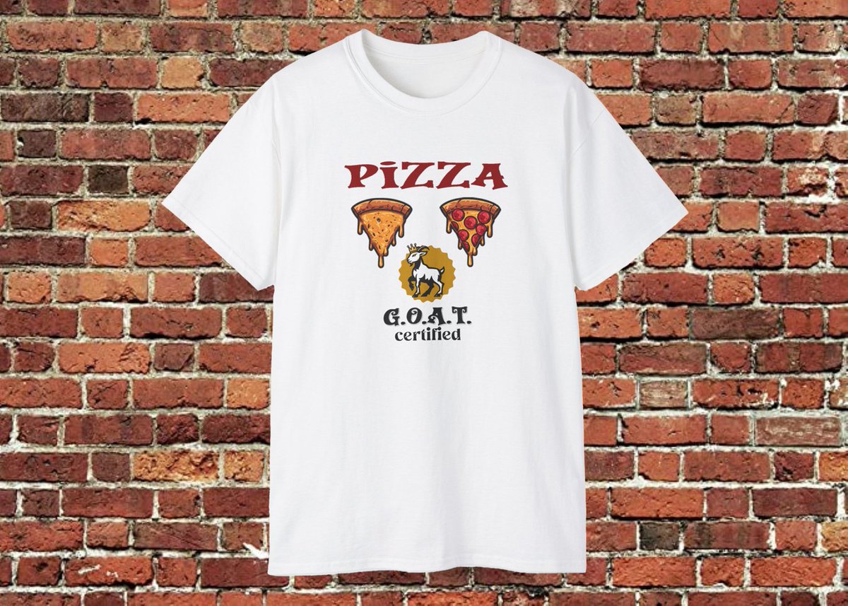 ccctshirt's tweet photo. The Pizza GOAT T-Shirt. Comes in unisex sizes based on men's sizes and in 15 t-shirt colors. Can be found at: https://t.co/qRSbti0jxb #GOAT #thegoat #pizza #pizzatshirts https://t.co/a8KiPXXn7U