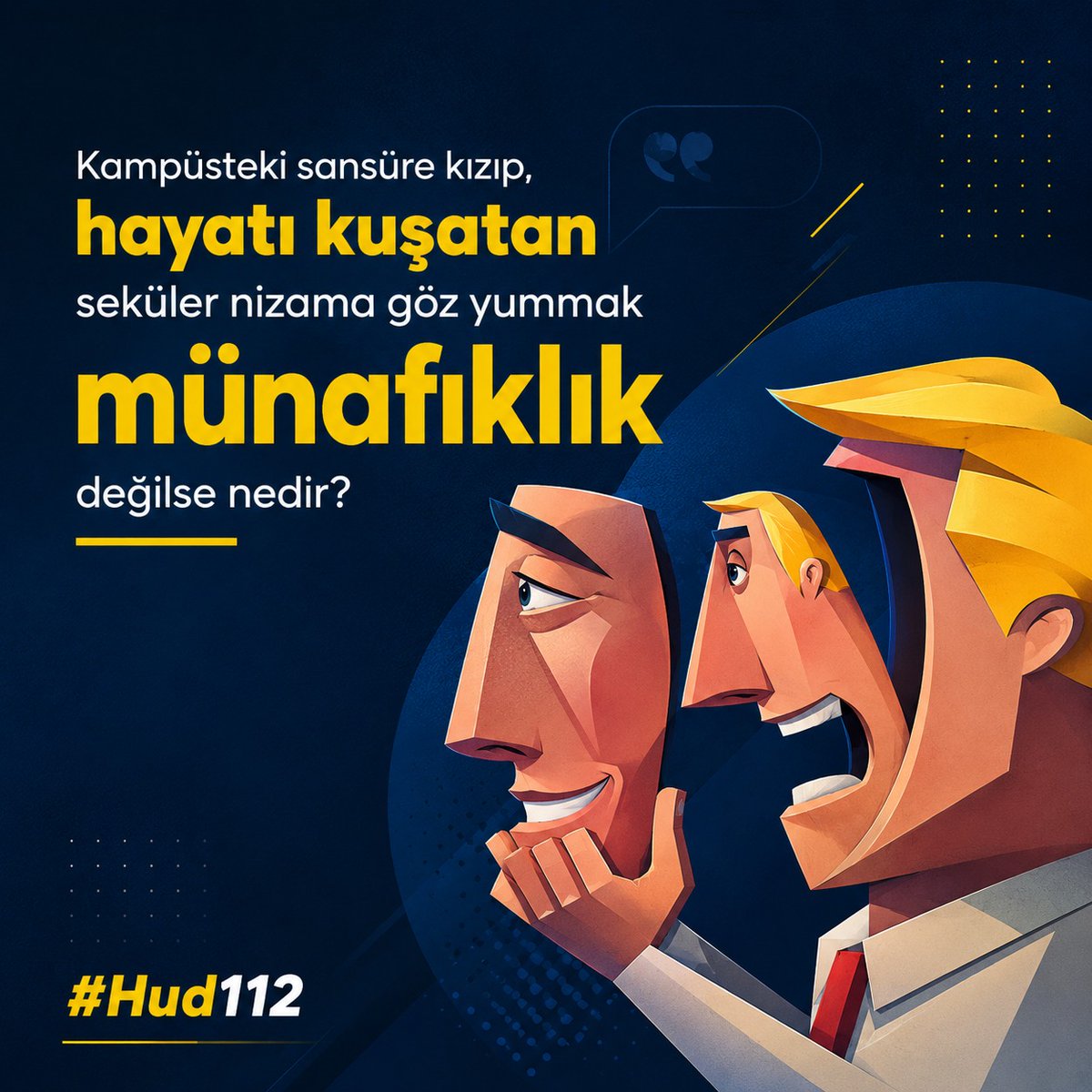 _tevhidekip's tweet photo. Kampüsteki sansüre kızıp, hayatı kuşatan seküler nizama göz yummak münafıklık değilse nedir?

#Hud112 https://t.co/H6jCpmXJjP
