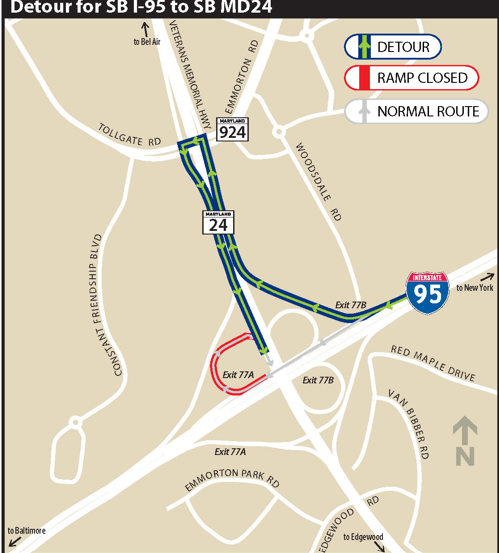 TheMDTA's tweet photo. A new traffic pattern on the MD 24 Bridge and a new southbound I-95 ramp at MD 24 will open beginning Monday, July 13, 2026. A weekend-long ramp closure with detour will be in effect from July 10–13. Learn more here https://t.co/FjO5p3Kmnc https://t.co/3O1XHN2yEQ