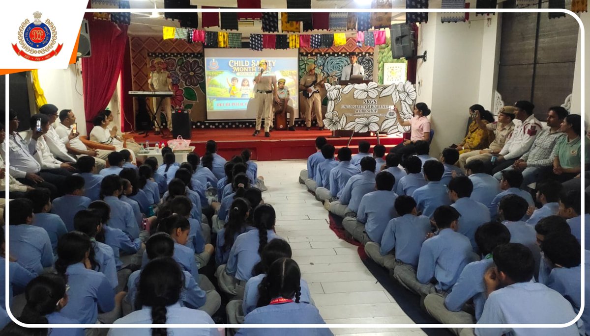 DelhiPolice's tweet photo. As part of #Smartबच्चे Campaign and under the  #WECARE Programme, Delhi Police organised a child safety awareness event at Shri Ram Global School, along with a series of activities at Delhi Police Public School.

Students participated in sessions on Cyber Safety, Traffic Safety, Self-Defence and other interactive activities aimed at promoting awareness and responsible behaviour.

A Cyber Safety Workshop and a Painting Competition on the theme 'Safe and Unsafe Places' were also organised to encourage learning through engagement and creativity.

@LtGovDelhi
@dcpouter
@dppschool_se
@srgswestdelhi

#DPUpdates