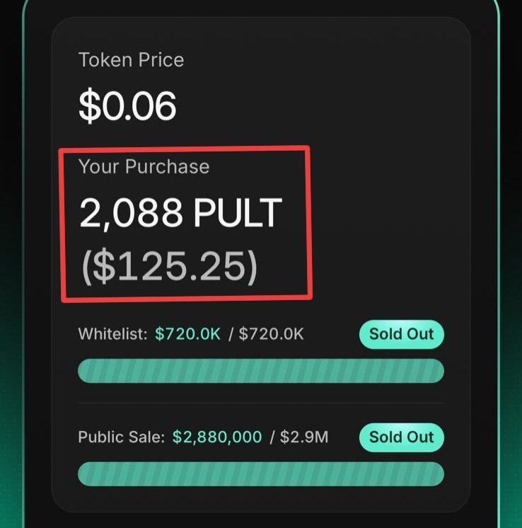 hasib_zone's tweet photo. I initially participated with $200. At that time, my dashboard correctly displayed 3,333 $PULT. However, for some reason, it now shows 2,088 PULT. I request that you verify the matter and update the token count to the correct figure. Thank you.
@letsCatapult $pult https://t.co/rQ0g1pgQvl