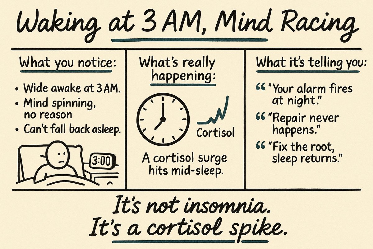 matthew_labosco's tweet photo. 3 AM, wide awake, mind racing — for no reason.

That's a cortisol surge hitting when your body should be deep in repair.

The sleep you lose here is what ages you fastest. https://t.co/EUsENTCwcF