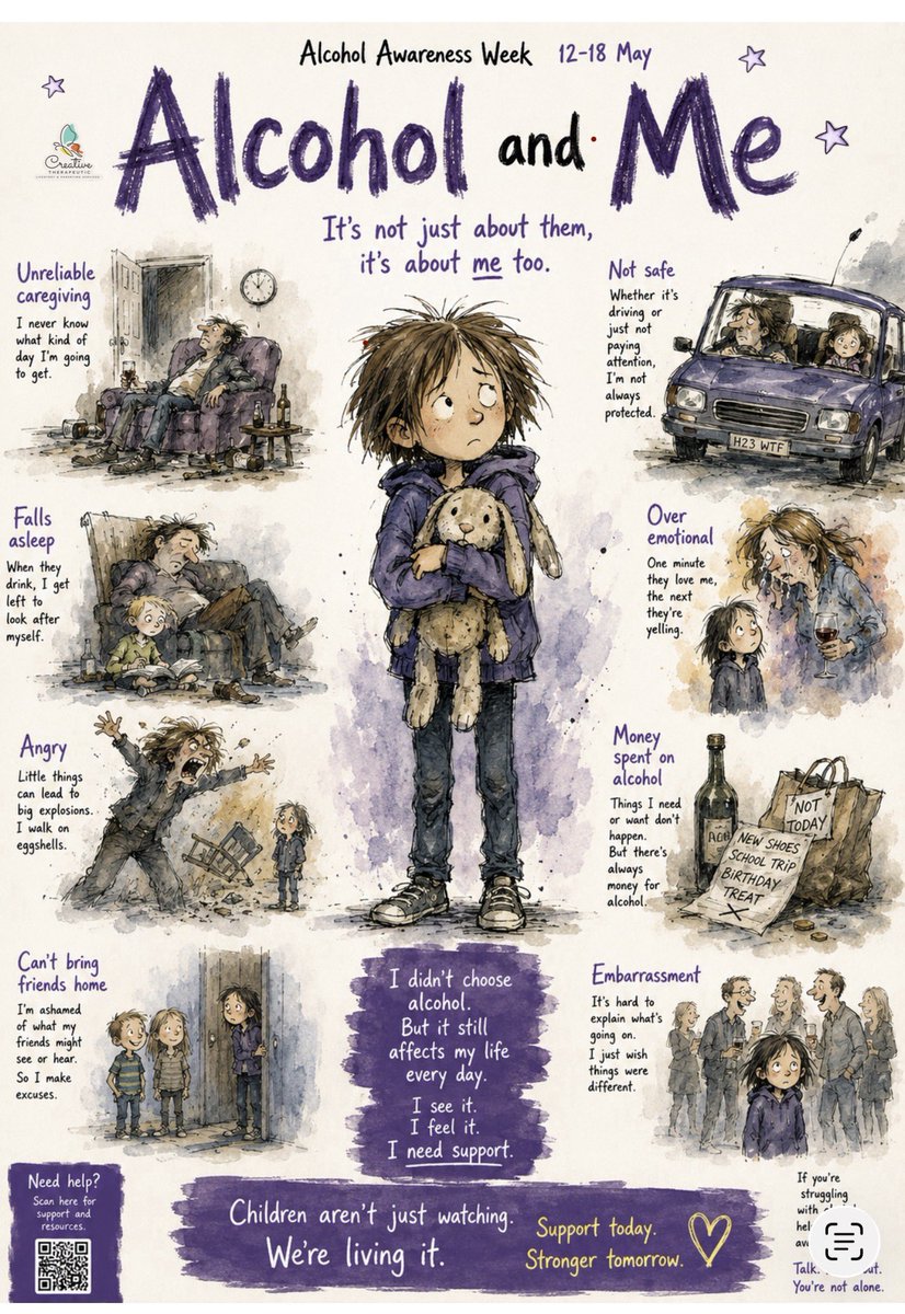 life_story_work's tweet photo. Alcohol awareness week from
a child’s perspective - alcohol isn’t measured in units it’s measured in forgotten school pick ups, missed bedtime stories and false promises 💔 #AlcoholAwarenessWeek https://t.co/ol8BvxDDN3