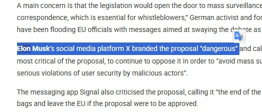 instinct88x's tweet photo. Elon will interact 100%, he already described chat control as a "dangerous proposal" last year"

also posts every second

https://t.co/K1OUY8gA9l https://t.co/95LrsivWW2