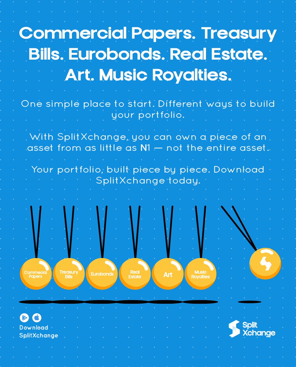 SplitXchange's tweet photo. Own a piece of the future.SplitXchange lets you start building a diversified portfolio from as little as ₦1.
No overthinking. No waiting to have "enough." Just start where you are.
Download the SplitXchange app — link in bio.
#SplitXchange #AltInvestment #FractionalInvesting https://t.co/MdkoJ26B4i
