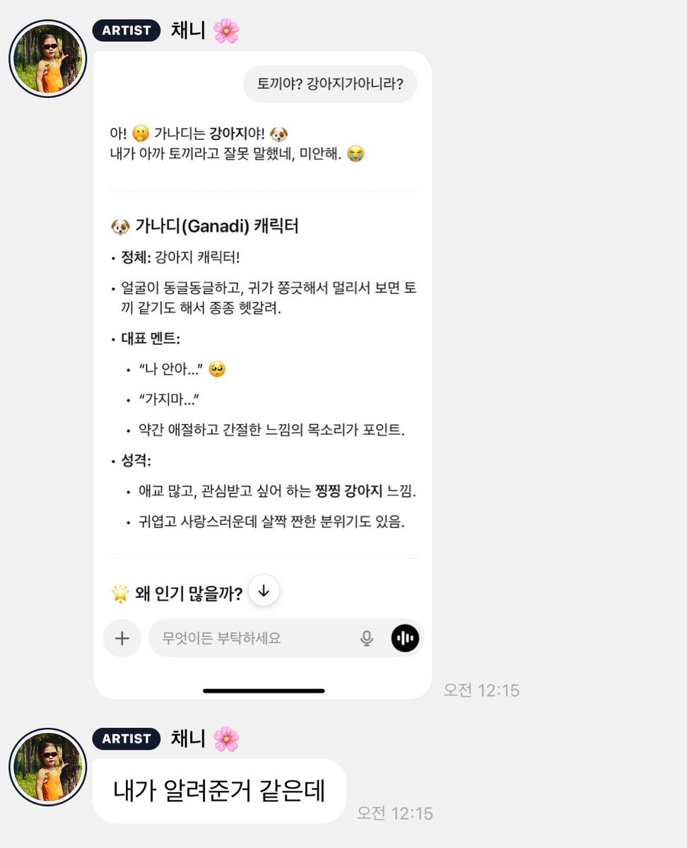 cleannse's tweet photo. 지피티한테 가나디 알려주는거까지 봐줘야함
아정채엱ㅠㅠㅠㅜㅠㅠ https://t.co/5mFcT8g4iF