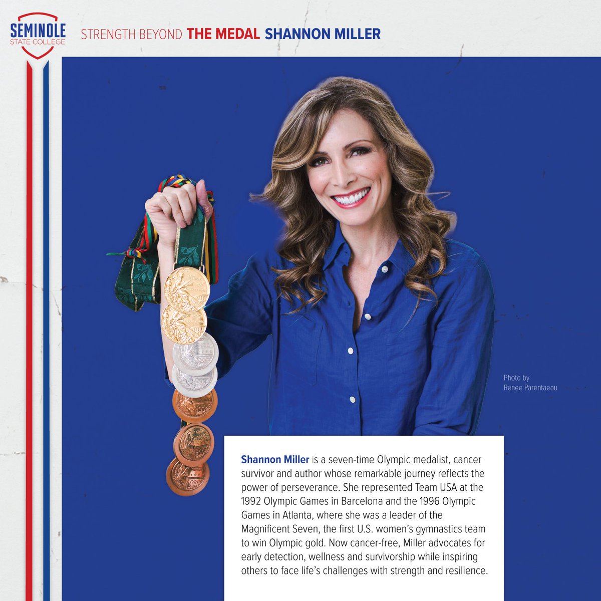 Seminole_State's tweet photo. Seminole State College will welcome seven-time Olympic medalist, cancer survivor and author Shannon Miller for “Strength Beyond the Medal” at 11 a.m. Thursday, Sept. 10, in the Jeff Johnston Fine Arts Auditorium.

The event is presented by SSC’s NASNTI program. https://t.co/FYoSNYmXEP