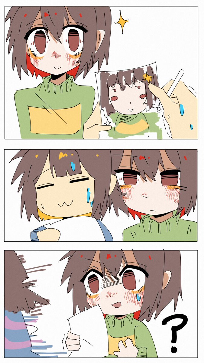 NanRuan681's tweet photo. I'm not great at comics😞 but I drew some cute little daily scenes✨️
#undertale #chara #frisk https://t.co/H0OZMJdTbg