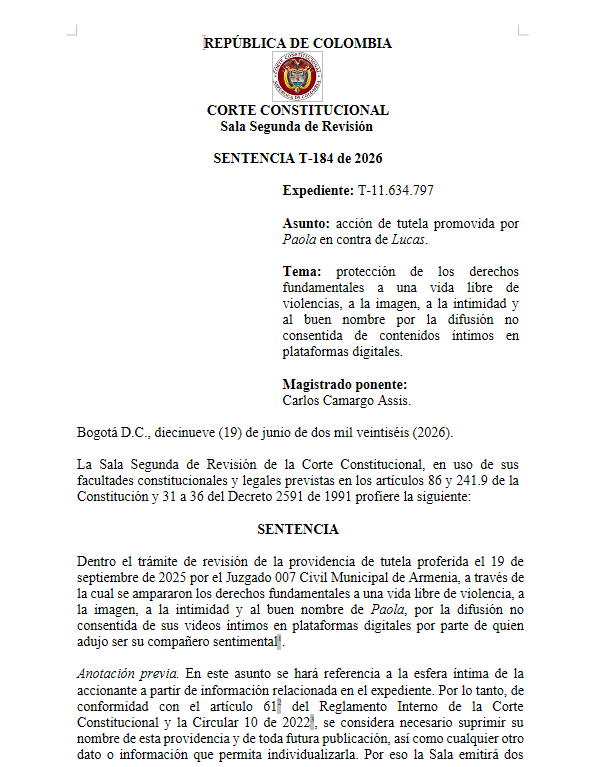 articulo20's tweet photo. SENTENCIA RECOMENDADA 🗣 

#Constitucional #Civil

@CConstitucional define el consentimiento en casos de difusión no autorizada de imágenes íntimas en plataformas digitales y exhorta al Congreso a regular sus consecuencias penales

Solicita la sentencia completa en comentarios ⬇️ https://t.co/Nd5CRG5mBz