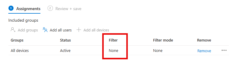 AxelGauliard's tweet photo. @IntuneSuppTeam - today, I wanted to set up a new ESP Autopilot profile, but when I go to the ‘Assignments’ section, I can’t click on a filter. The documentation states that filters are supported, but I’m unable to select one. https://t.co/9Qm3qO94ni.
Is it intended? https://t.co/uGBMlFckgg