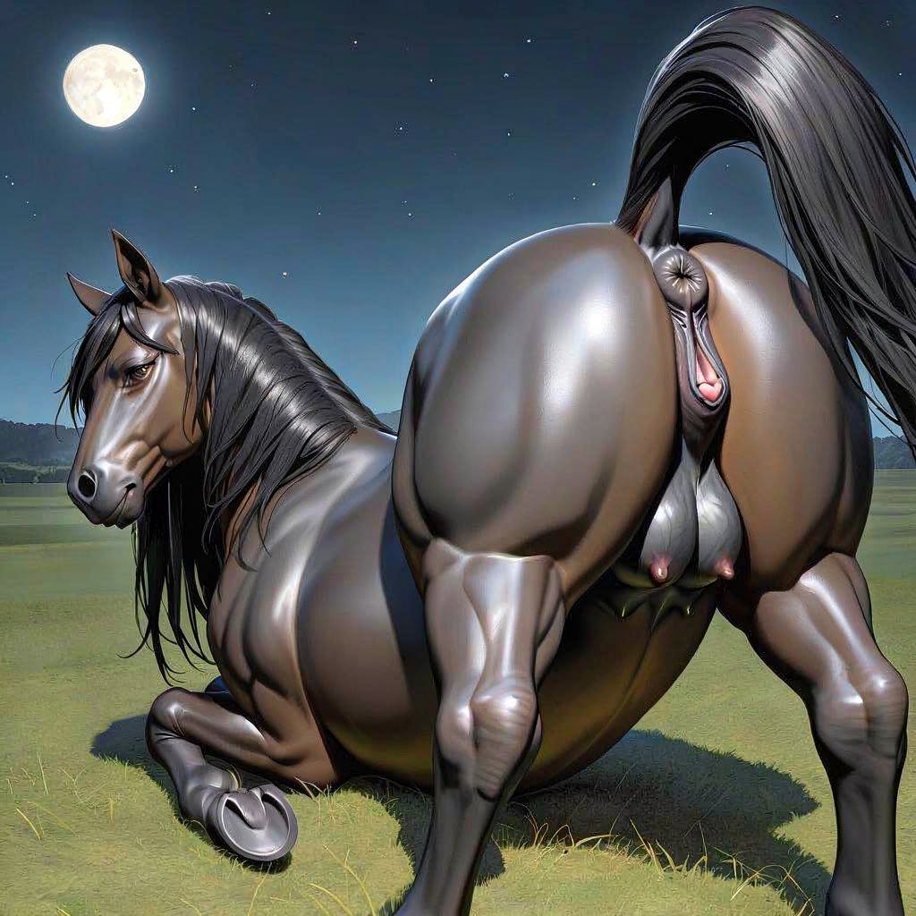 HorseToPet's tweet photo. My black mare is amazing; she is very intelligent, unlike her sisters.

#feralart #AIart #furry #nsfw #furryai #ai #feral https://t.co/jzoU7JWE9j