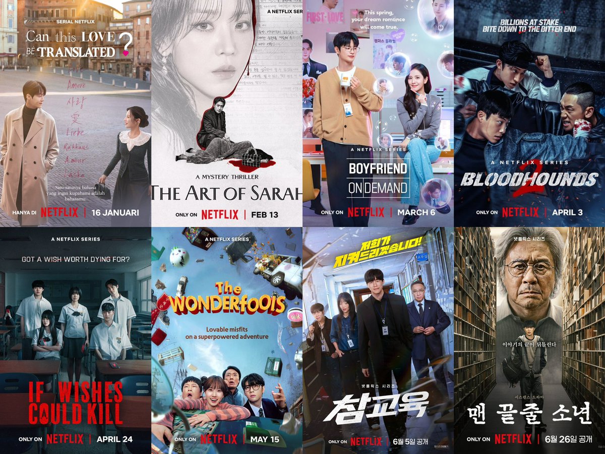 infodrakor_id's tweet photo. Series original netflix paruh pertama 2026 ini udah jor joran 🔥

Sejauh ini, Top 3 favorit kalian apa aja gaesss? 

Dari yang romance manis, horor, thriller, manipulatif, kocak https://t.co/2UVyPBryaX