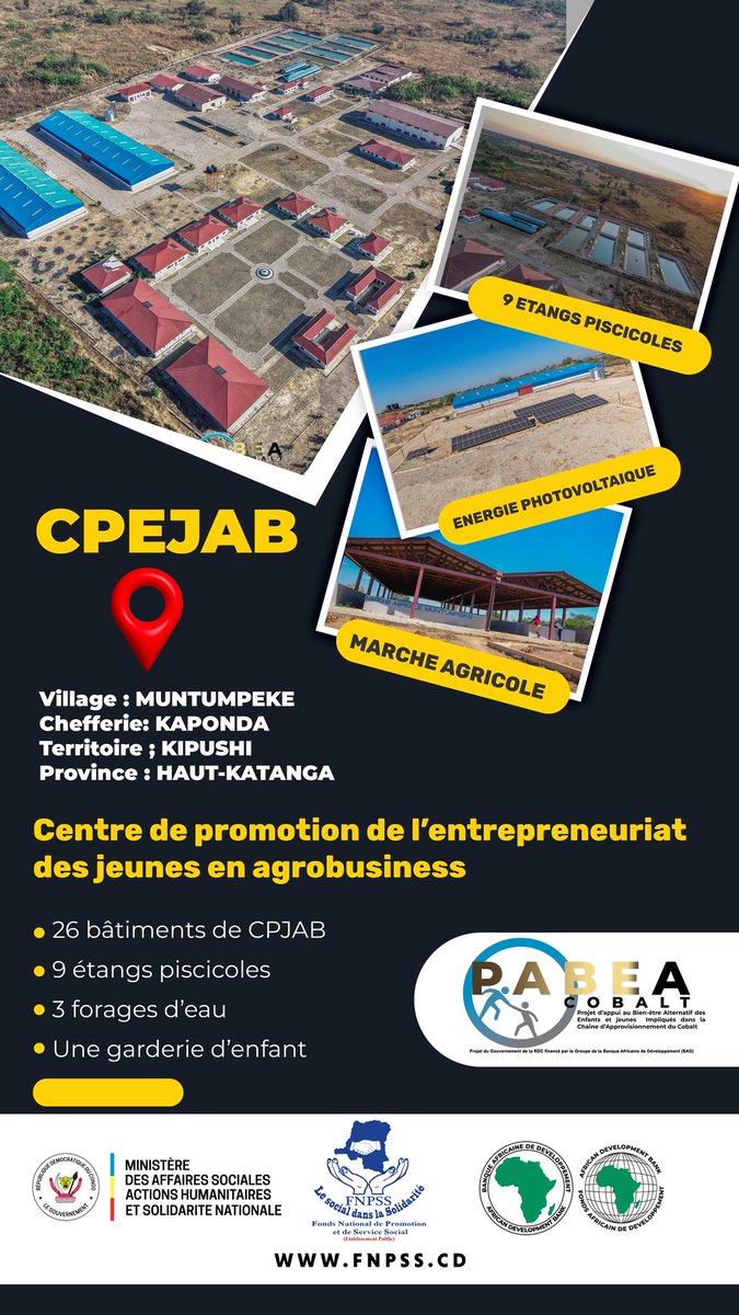 alice_mirimo's tweet photo. Plus de 1 500 emplois directs et près de 600 coopératives agricoles verront très bientôt le jour dans le Haut-Katanga, à partir du village de Muntumpeke, dans le territoire de Kipushi.

Des exploits et des résultats palpables pour rendre effective la reconversion économique vers l’agrobusiness, à travers le Centre de Promotion de l’Entrepreneuriat des Jeunes en Agrobusiness (CPEJAB), construit et équipé dans le Haut-Katanga et le Lualaba par le PABEA-COBALT, en faveur des parents des enfants retirés des mines artisanales de cobalt ainsi que des jeunes.

Ces avancées sont rendues possibles grâce au leadership éclairé de Son Excellence Monsieur Félix-Antoine Tshisekedi Tshilombo, Président de la République Démocratique du Congo, Chef de l’État.

Soyez prêts ! 💪🏾💪🏾💪🏾💪🏾👏🏾👏🏾🙏🏾🙏🏾